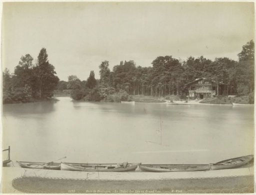 View of the Chalet des Iles on the Grand Lac in the Bois de Boulogne