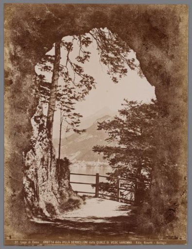 View of Varenna on Lake Como from the grotto of Villa Serbelloni