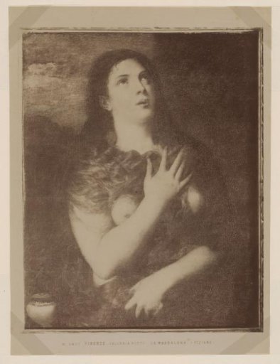 Photographic reproduction of the painting of the Penitent Magdalene by Titian in the Galleria Pitti at Florence, Italy