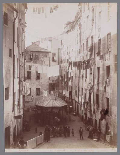 View of the old washhouse on the Piazza Truogoli di Santa Brigida at Genoa
