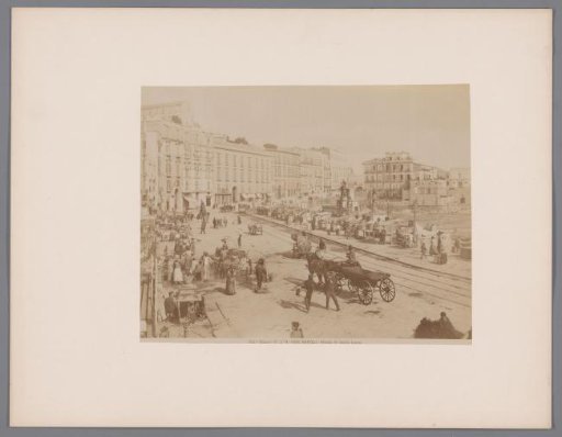 Street view in Santa Lucia with a market in Naples, Italy