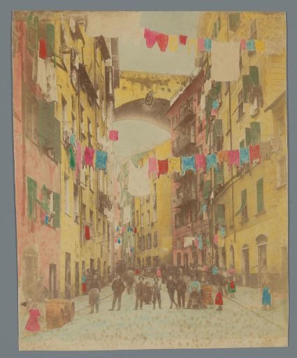 Street with washing lines in Naples, Italy