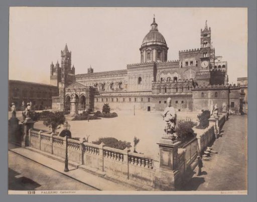 Square and Facade of the Cathedral of Palermo, Sicily