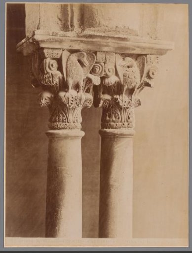 Detail view of a capital in the cloister of the cathedral of Monreale