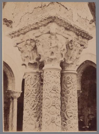 Detail view of a capital in the cloister of the cathedral of Monreale