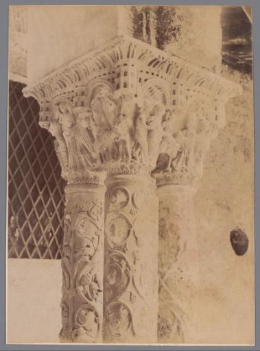 Detail view of a capital in the cloister of the cathedral of Monreale