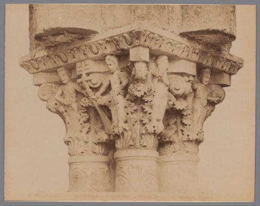 Detail view of a capital in the cloister of the cathedral of Monreale