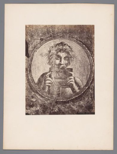Photographic reproduction of a fresco depicting a faun