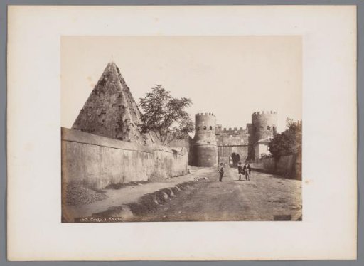 View of the Porta San Paolo and the Pyramid of Cestius, Rome, Italy