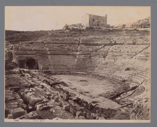 View of the ruins of the Greek amphitheatre in Syracuse, Sicily
