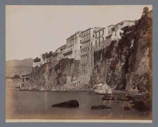 View of the cliffs of Sorrento and Hotel Tramontano, Italy