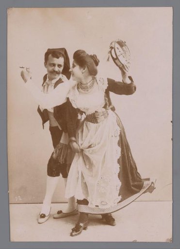 Man and woman dancing the tarantella in Hotel Tramontana in Sorrento