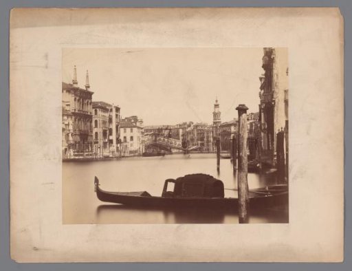 View of the Grand Canal with the Rialto Bridge in the background in Venice, Italy