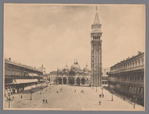 View of St. Mark's Square with St. Mark's and the Campanile in Venice, Italy