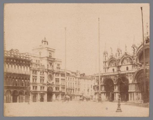View of the Clock Tower and the west facade of St. Mark's in Venice