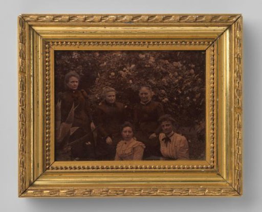 Portrait of Five Unknown Women in Front of a Rosebush