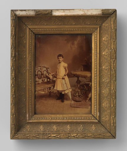 Portrait of an Unknown Girl, Standing Next to a Wooden Bench
