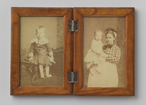 Two portraits of an unknown boy and an unknown woman with an unknown boy
