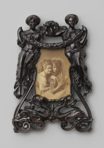 Portrait of Two Unknown Women with Necklaces and Tulle in Their Hair