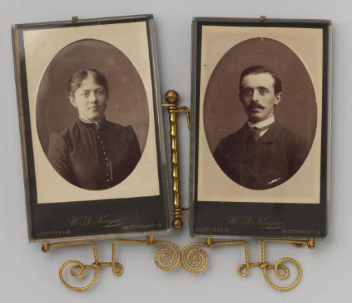 Two portraits of an unknown woman and man