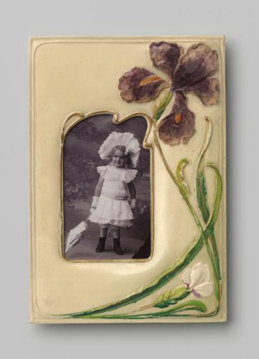 Portrait of an Unknown Standing Girl in a Lace Dress with an Umbrella