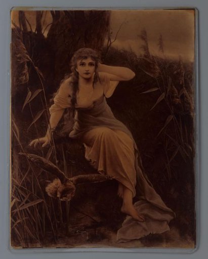 Photographic Reproduction of a Painting of a Young Woman with an Owl after Cuno von Bodenhausen