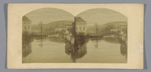 Houses along a river or lake
