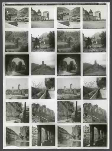 Twelve stereoscopic views of monuments and rock formations in the Ardèche