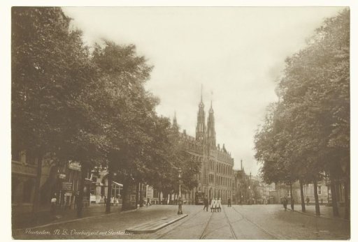 Nieuwezijds Voorburgwal at the Post Office and the Rear of the Palace on the Dam in Amsterdam