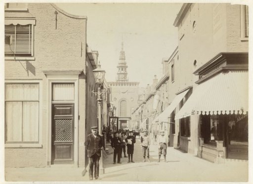 View of the Kerkstraat in Haarlem, with man and children