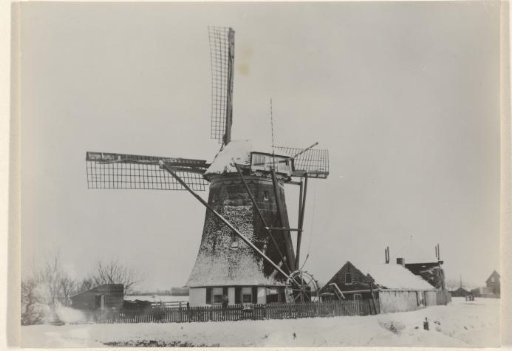 Mill in snow in Naaldwijk