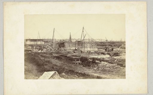 View of the Noorderhaven under Construction with the Building of the Railway Bridge