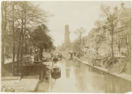 View of the Oude Gracht in Utrecht, with the Dom Tower in the Distance during Renovation