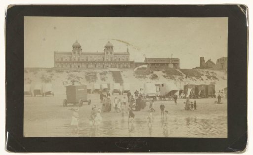 The Beach at Zandvoort, with Bathers and Bath Carriages and in the Background Hotel Restaurant Kaufmann
