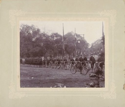 Army corps with bicycles in Dutch East Indies