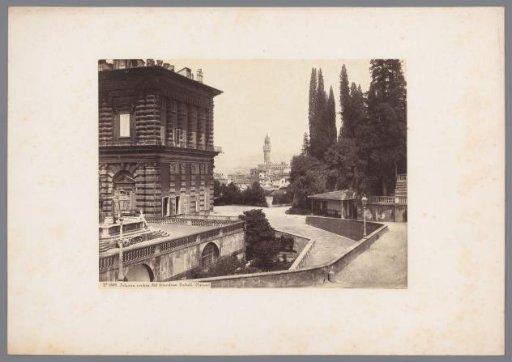 View of the Palazzo Pitti, the Boboli Gardens and the Palazzo Vecchio in Florence, Italy