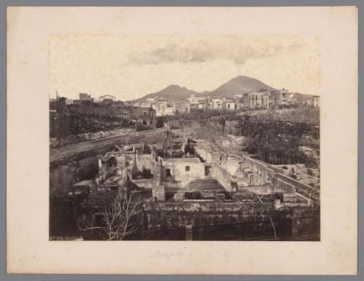 View of Herculaneum with the Vesuvius in the background, Italy