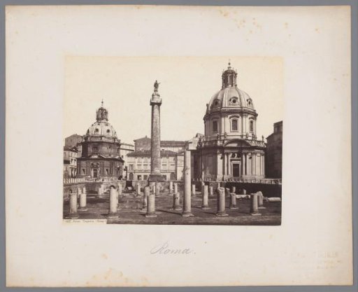 Remains of columns on the Roman Forum in Rome, Italy