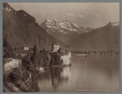 Castle of Chillon on the Lake of Geneva, in the distance the Dents du Midi