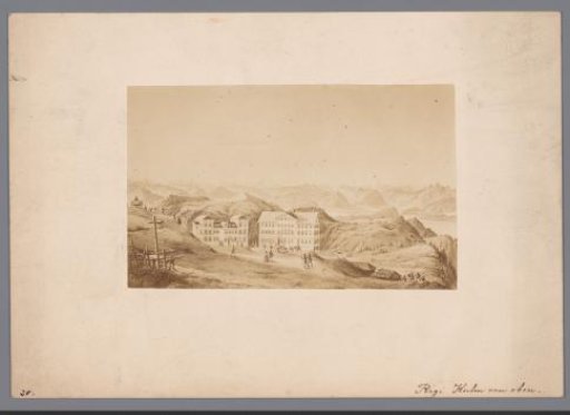 Photographic reproduction of a drawing of Rigi Kulm in Switzerland