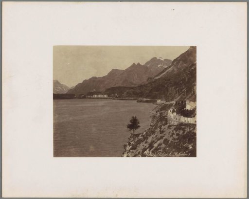 View of the Maloja Hotel on the Sils in Maloja