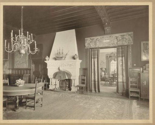 Dining room with adjoining living room