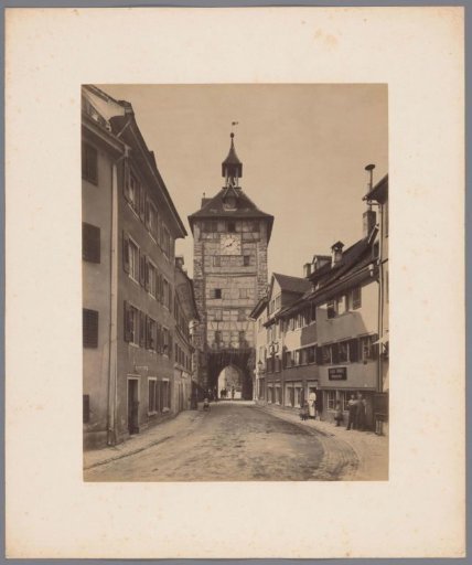 Street view with a view of the Schnetztor in Konstanz