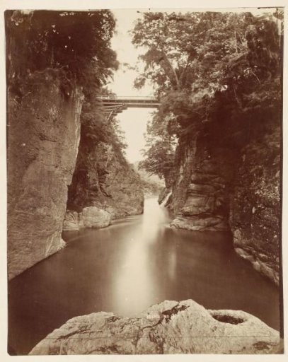 View of a bridge over a river in Japan