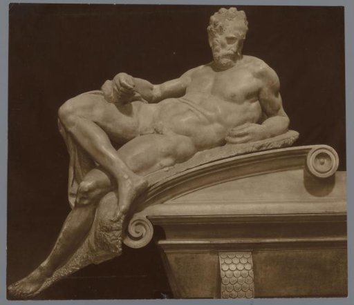 Statue of an allegory of twilight by Michelangelo in the Medici Chapel, Florence