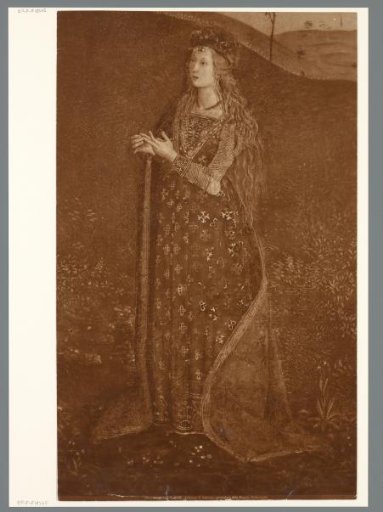 Photographic Reproduction of a Fresco of Lucrezia Borgia as Saint Catherine of Alexandria, by Pinturicchio in the Vatican