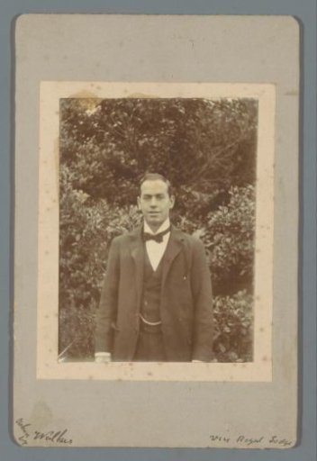 Portrait of a man before shrubbery