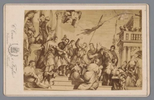 Photographic reproduction of a painting by Paolo Veronese, presumably depicting Mark being led by Sebastian to martyrdom