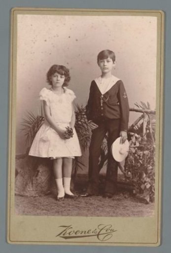 Portrait of two children, presumably brother and sister