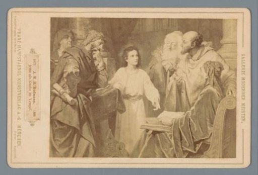 Photographic reproduction of a painting of Christ as a boy in the temple